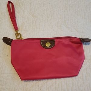 Pink nylon makeup bag